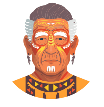 Portrait of a respected elder, showcasing tribal art and tradition. png