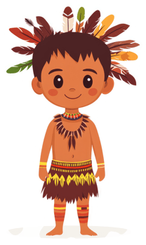 A smiling indigenous child in traditional attire. png