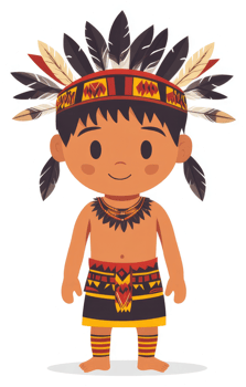 A young child wearing traditional native attire. png