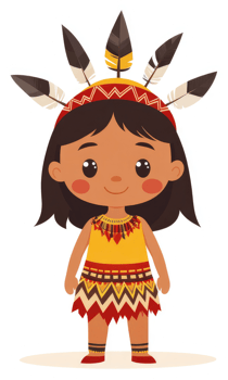 A young girl in traditional native american attire. png
