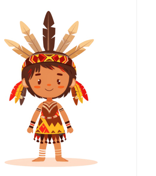 A cheerful indigenous girl in traditional attire. png