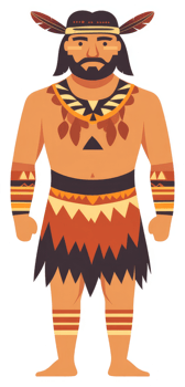 A stylized illustration of a native american man. png