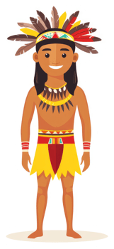 A cheerful indigenous person in traditional attire. png