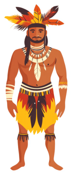 A stylized illustration of a man in traditional tribal attire. png