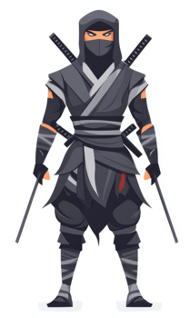 A formidable ninja in traditional attire, ready for battle. png