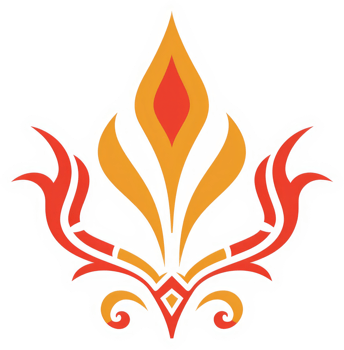 Ornate flame-like design with vibrant colors. png
