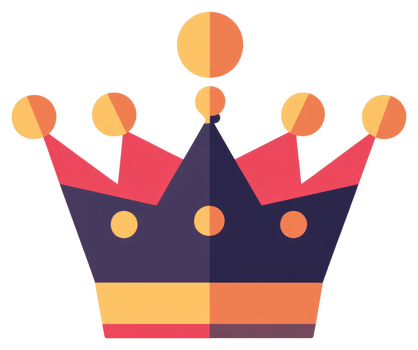A colorful and stylized illustration of a crown. png