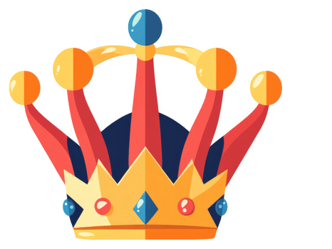 A colorful jester's crown with playful points. png
