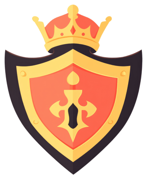A regal shield adorned with a golden crown. png