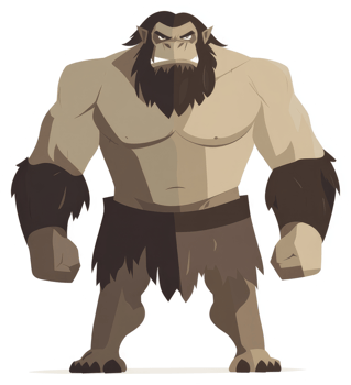 A powerful, hairy, and intimidating illustration of a mythical creature. png