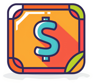 Colorful dollar sign icon representing financial value. png