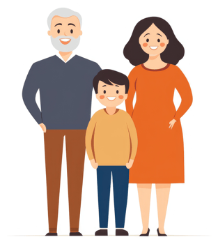 A happy three-generation family portrait. png