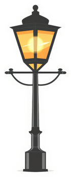 An illustration of a classic, illuminated street lamp. png