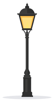 A classic street lamp with a glowing light. png
