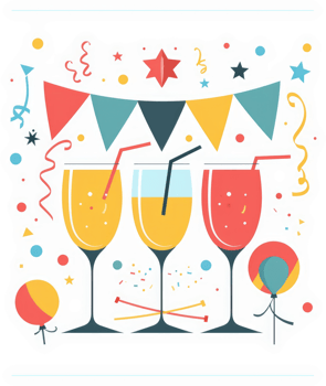 Festive drinks and party decorations for a celebration. png