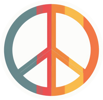 A vibrant peace symbol with colorful, striped design elements. png