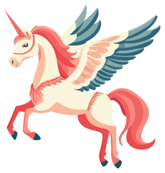 A whimsical pegasus unicorn in pastel colors. png