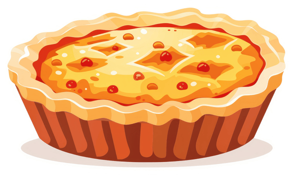 A colorful illustration of a delicious, golden-orange, lattice-topped pie. png