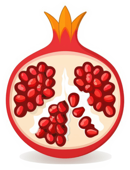 A cross-section of a vibrant pomegranate displaying its juicy seeds. png