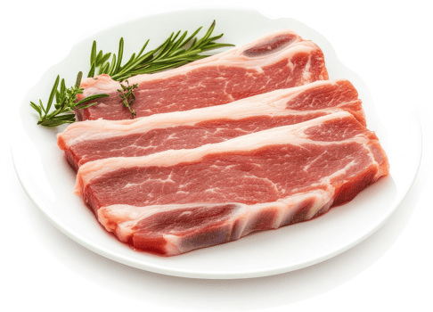 Fresh raw pork ribs, ready for grilling. png