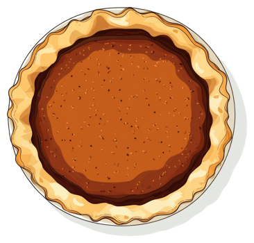 A delicious autumnal pumpkin pie on a white plate. png