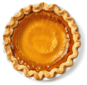 A golden-hued pumpkin pie, ready to be enjoyed. png