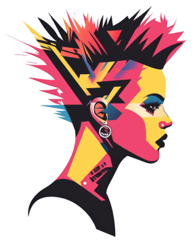 A vibrant pop art portrait of a rebellious figure. png