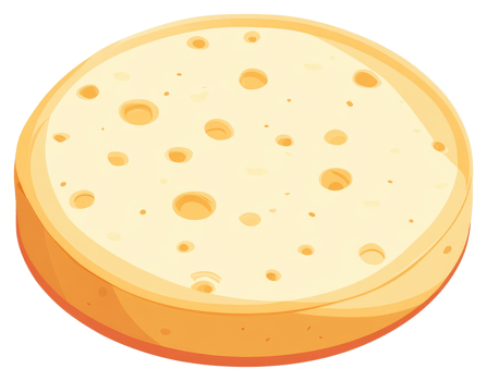 A round slice of swiss cheese with holes. png