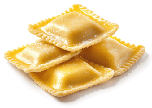 Stack of golden-yellow pasta squares, ready to be cooked. png