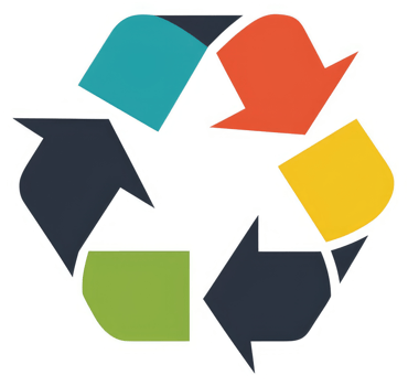 A colorful, cyclical graphic representing the concept of recycling. png