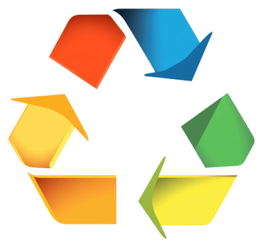 A colorful, cyclical representation of the recycling process. png