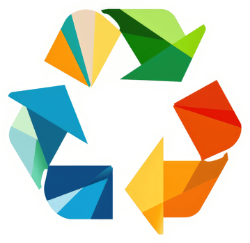 A colorful, abstract recycling symbol composed of interlocking triangles. png