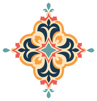 A vibrant, symmetrical, decorative corner tile design. png