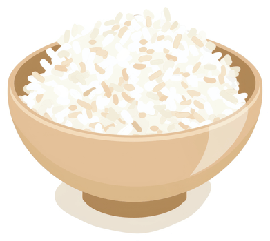 A light beige bowl filled with uncooked, mixed grain rice. png