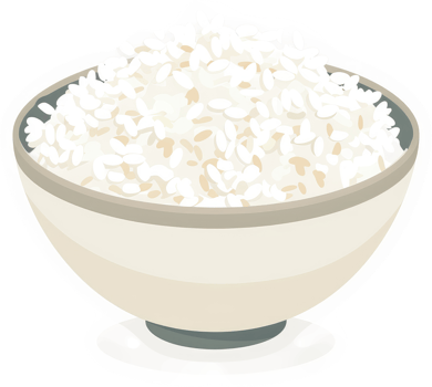 A bowl of cooked white rice. png