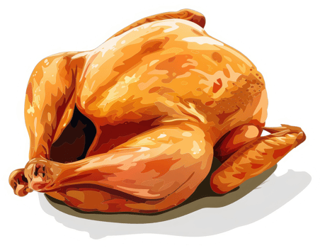 A succulent, roasted whole chicken, perfectly browned. png