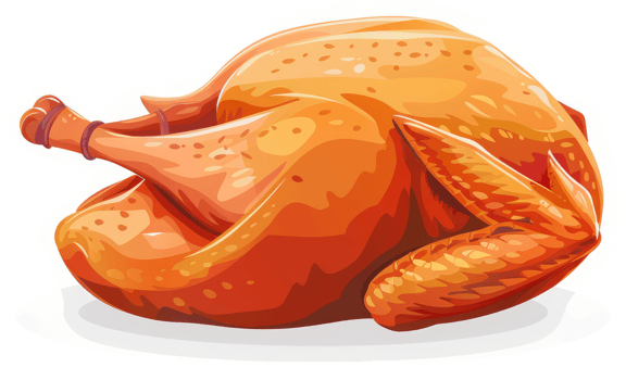 A roasted chicken, golden brown and ready to eat. png