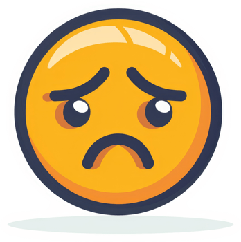 An illustration of a sad, or unhappy, emoticon. png