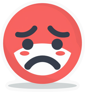 A disheartened, worried emoji face. png