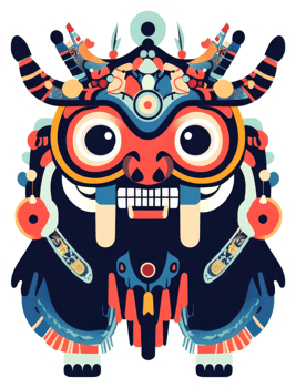 A vibrant, stylized illustration of a fantastical creature with intricate, colorful details. png