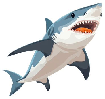 A great white shark with a captured prey in its mouth. png