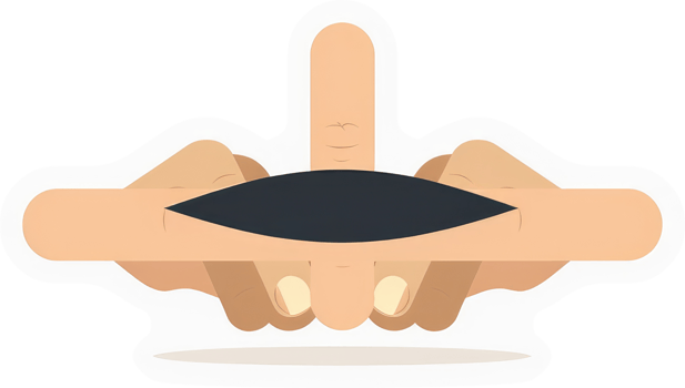 Illustration of a finger being pressed between two hands. png