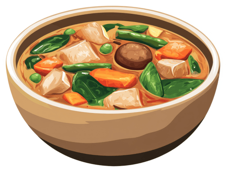 A hearty bowl of chicken and vegetable stew. png