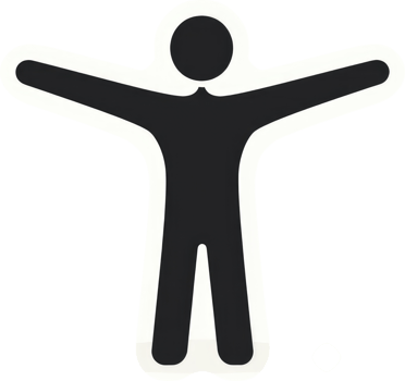 A simple black silhouette of a person with outstretched arms. png