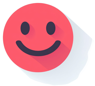 A cheerful, simple, round, pink smiley face icon. png