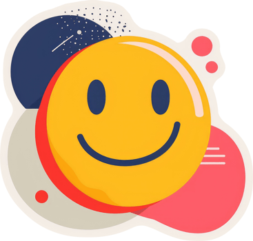 A cheerful and colorful graphic design of a happy emoji. png