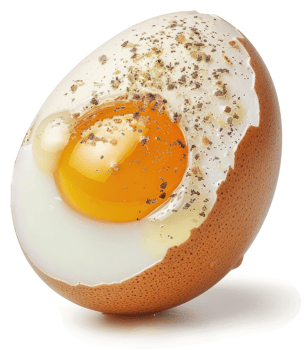 A perfectly cooked, cracked egg with a runny yolk. png