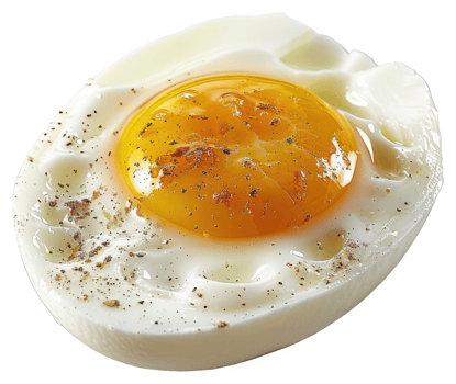 A fried egg with a runny yolk, seasoned with pepper. png