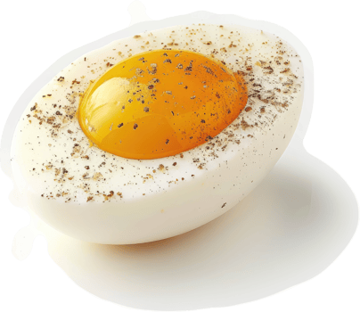 A close-up of a cooked egg with a vibrant yolk. png