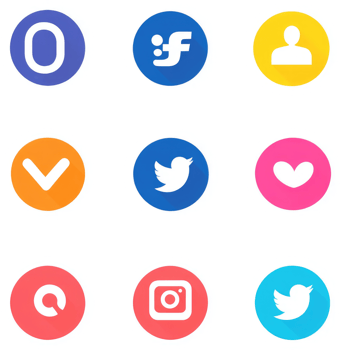 A collection of social media platform icons. png